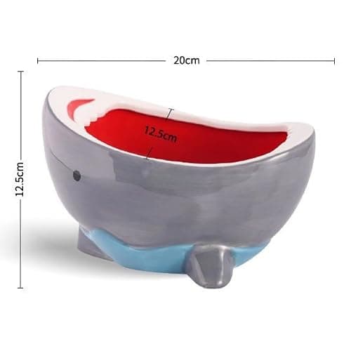 DDMDBYHRY 40oz Shark Attack Bowl Lead-Free, Ceramic Popcorn Bowl, Personalized Cute Bowl, Food-Safe Materials, Microwave/Oven/Freezer/Dishwasher Safe (Gray), DDM-BOWL-0001 thumbnail 2