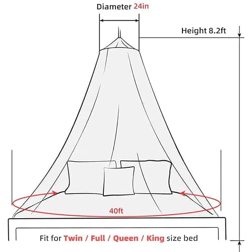 Large Bed Canopy, Bed Canopy w/LED Star Light for Girls, for Bed Size Full/Queen/King Mosquito Net Mosquito Mesh Mosquito Netting Canopy Bed Canopy, White thumbnail 2