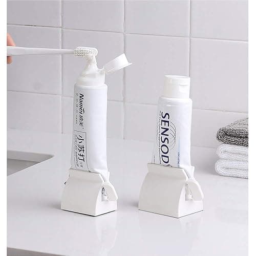 Toothpaste Roller Squeezer Set of 2 Rolling Tube Toothpaste Holder Stand Bathroom Organizer (White) (2Pack-White) thumbnail 2