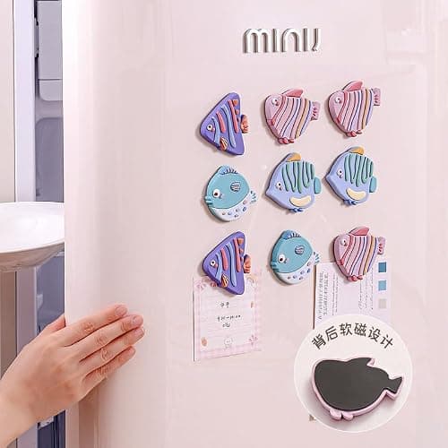 Realistic Tropical Fish Art Fridge Magnets Set for Refrigerator,Magnetic Decor,Office & Whiteboard (Angelfish, Pufferfish, Butterflyfish, Kissing Gourami) thumbnail 5