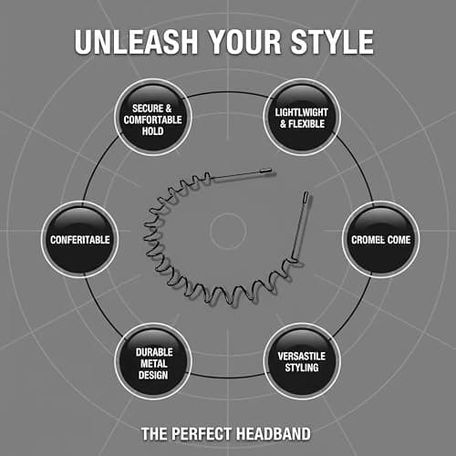 Asltw 2 PCS Metal Hair Band for Men Headband Women Bands, Head Bands for Women's Hair Non Slip, Unisex Black Simple Fashion Hair Bands, Outdoor Sports Headbands Hoop Accessories thumbnail 4