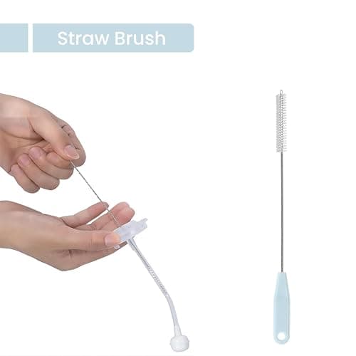 Ariseno 5-in-1 Baby Bottle Cleaner Set, Including Nylon & Silicone Bottle Brush, Cap, Straw & Nipple Brushes, BPA-Free (Grey) thumbnail 8