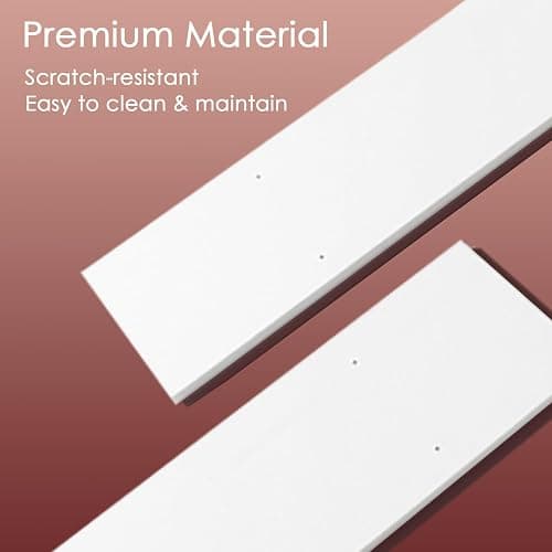 DINZI LVJ Long Wall Shelves, 31.5" Large Floating Shelves Set of 4, Farmhouse Display Shelf Wall Mounted with Heavy Duty Bracket, Easy Assembly for Kitchen, Bathroom, Bedroom, Balcony, White and Gold thumbnail 5