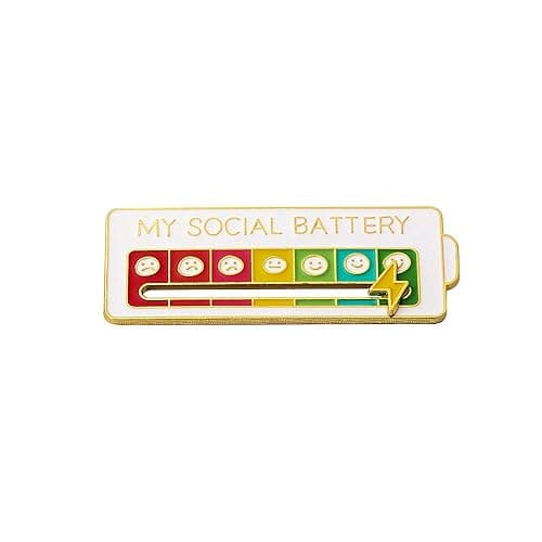 Battery mood found - My Battery mood Creative Lapel Pin, Fun Enamel Emotional Pin 14 Days A Week - White+Black thumbnail 4