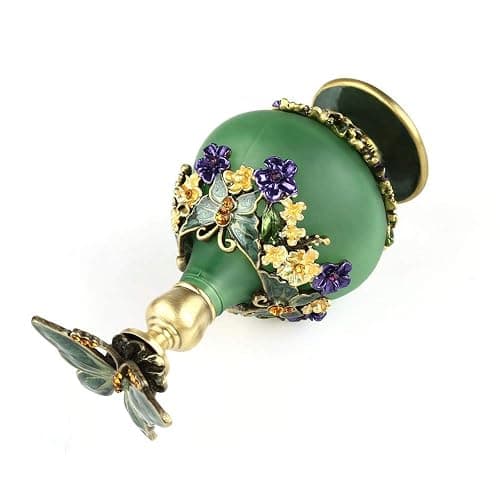 Rayberro Green Butterfly Vintage Perfume Bottle, Crystal Rhinestone Inlayed Decorative Perfume Bottles, 25ML Empty Refillable Essential Oils Dropper Bottle, Glass Perfume Bottles for Women Girl Gift thumbnail 5