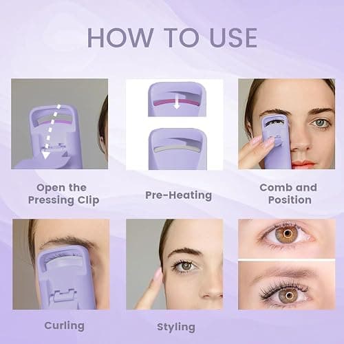BEOVEA Heated Eyelash Curler - Travel Electric Lash Curler with Heat Sensitive Silicone Pad Fast Heat up whin 8s 24hrs Long Lasting Mini Size Rechargeable to Style Natural Eyelashes thumbnail 6