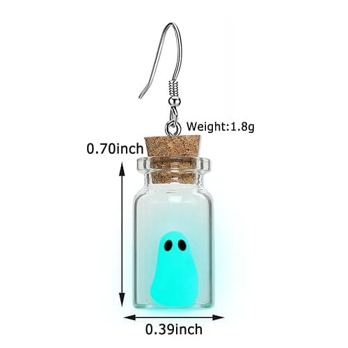 Ghost Earrings(Blue), The Adopt A Ghost In A Bottle Earring, Halloween Tiny Glow-In-The-Dark Spooky Charm Pendant Earrings Christmas Jewelry Gifts for Women thumbnail 2