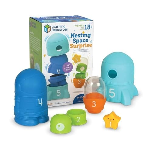 Learning Resources Nesting Space Surprise, Preschool Learning Activities, Fine Motor Skills, Montessori Preschool Toys, Space Toys, Ages 18 Months+, 9 Pieces - Image 1