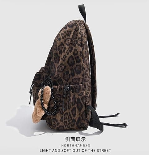 HOKMAH Fashion Cheetah Backpack Shoulder Bag, Trendy y2k Design Daypack Bookbag Leopard Print Coquette Purse Women Men Daily (Brown) thumbnail 9