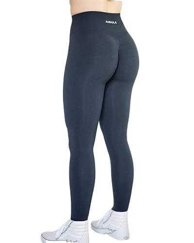 AUROLA Workout Leggings for Women Seamless Scrunch Tights Tummy Control Gym Fitness Girl Sport Active Yoga Pants - Intensify - Medium - Black Marl thumbnail 6
