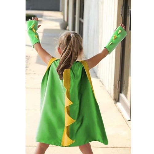 QIAONIUNIU Dinosaur Dragon Cape and Gauntlets, Halloween Costume 2-6 Years Old Color Green thumbnail 2