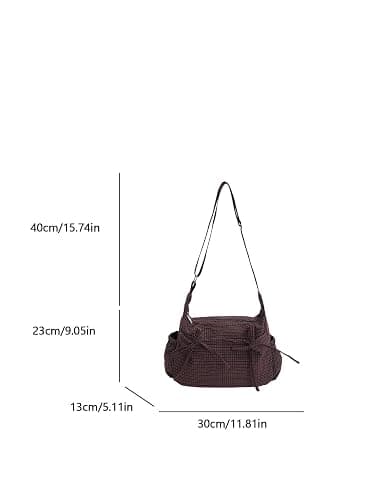 Lushandy Plaid Shoulder Bag Plaid Crossbody Purse Bow Messenger Bag Japanese Style Everyday Bags for College, Travel | Multiple-Pocket, Plaid Bow Design, Lightweight thumbnail 8