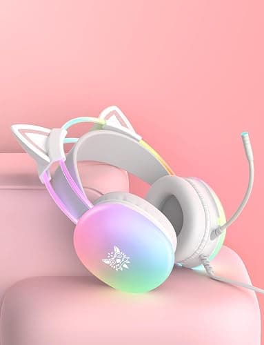 ONITOON White Cat Ears for Headphone, Silicone Cute Kitty Ears Attachment, Lovely Detachable Accessories Fit for Gaming Headset, Lightweight & Durable thumbnail 6