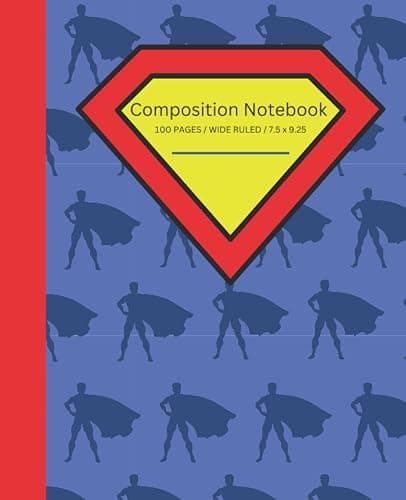 Superhero Composition Notebook: Wide Ruled Notebook for Students, Boys, Girls, and Teens (7.5 x 9.25, 100 Pages) - Image 1