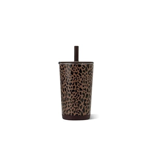 HydroJug Everyday Tumbler 14 oz, Ceramic-Lined Straw Cup, Brown Leopard thumbnail 3