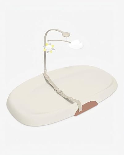 Skip Hop Baby Changing Pad Nursery Style Wipe-Clean Contoured with Cushioned Foam, Non-Skid Base, Built-in Safety Belt & Tuck-Away Toy Bar Fits Standard Changing Tables, Oat thumbnail 7