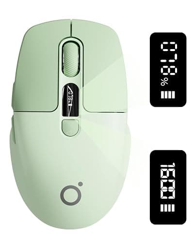 SEUNKWANG EWEADN Q1 Wireless Mouse, BT & 2.4G Silent Mouse Quiet Click with 1600 DPI Levels, Battery & DPI LED Screen Display, 6 Button Small Portable Bluetooth Mouse for Laptop/PC/Mac-Green - Image 1