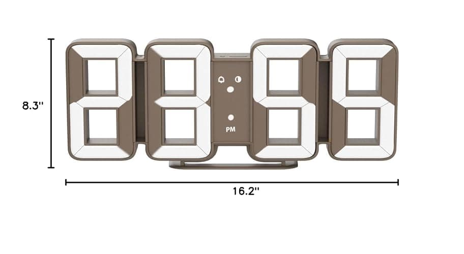 mooas 3D Pure Mini White LED Clock, Multi-Function LED Clock (Calendar, Alarm, Temperature) (8.5" White Table Alarm Clock) thumbnail 3