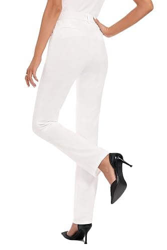 iChosy Women's Stretchy Straight Leg Dress Work Pants Business Office Casual Slacks with Pockets thumbnail 3