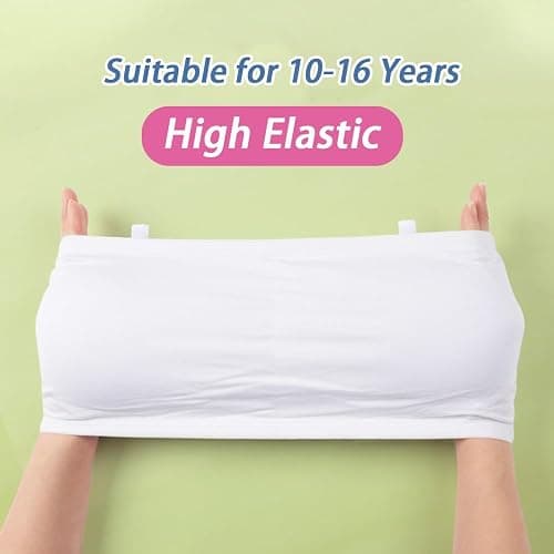 Bysion Bandeau BHS für Mädchen Ohne Bügel Nahtlose Unterwäsche mit Fest Gepolsterte und 3 Unsichtbare Schultergurt Teens Trägerloser Bralette Tube Top für 10-16 Jahre thumbnail 6