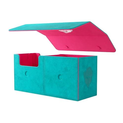 Gamegenic The Academic 133+ XL Premium Deck Box | Double-Sleeved Card Storage | Card Game Protector | Holds Up to 122 Cards Plus Game Accessories | Teal/Pink Color | Made thumbnail 3