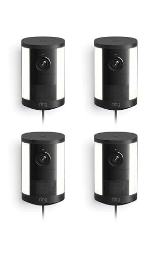 Ring Spotlight Cam 2K (newest model), Plug-In, Home or business security, Wide-Angle Retinal 2K Video, 6x Enhanced Zoom, Motion-Activated Spotlights, 4-Pack, Black - Image 1