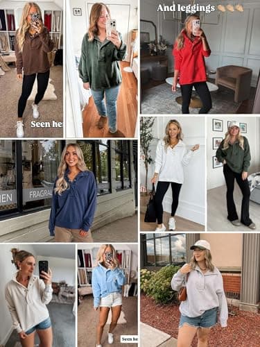ANRABESS Womens Oversized Sweatshirt Long Sleeve Henley Pullover Tops 2026 Spring Casual Button Loose Fit Teens Outfits Bright Blue Medium thumbnail 5