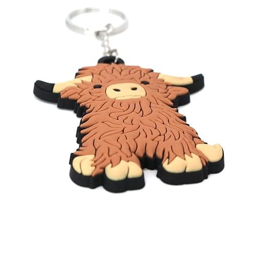 TAYASH Cute Scottish Highland Cow Keychain PVC Keyring for Men Women Kids thumbnail 3