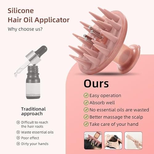 Hair Growth Oil Applicator, Hair Oil Comb for Serums and Oils, Scalp Applicator Comb with Silicone bristles for Scalp Massager Relaxing, Root Comb Applicator for Hair Care and Nourishment (Complexion) thumbnail 7
