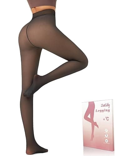 Zoe Cubby Thermal Fleece Tights for Women - Thick Warm Pantyhose, Winter Opaque Leggings with High Wais - Image 1