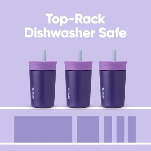 Owala Tumbler Kids Stainless Steel Water Bottle 12 oz Peacock Palace | Insulated | Spill-Resistant Lid | Reusable Straw | Double-Wall Vacuum Insulation | Cup-Holder Friendly thumbnail 6