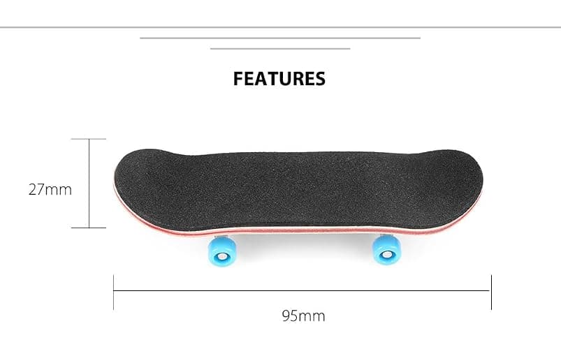 BISOZER Mini Finger Skateboard – Wooden Finger Board Ultimate Sport Training Props in Light Brown with Ball Bearings -1 Pack (Random Color Bearing Wheels) thumbnail 3