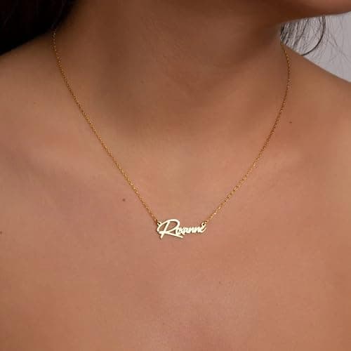 Name Necklace Personalized, 18K Gold Plated Custom Name Necklaces for Women Customized Name Plate Pendant Jewelry Gifts for Women thumbnail 2