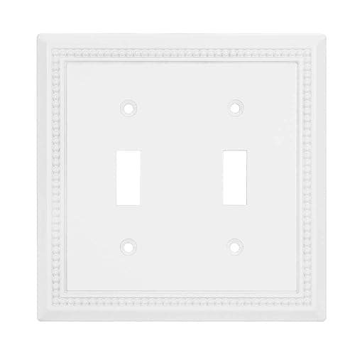 Henne Bery Sunken Pearls Heavy Duty Decorative Wall Plate Switch Plate Outlet Cover (Double Toggle, White) - Image 1