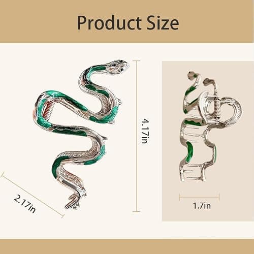 Metal Hair Claw Clips,Fashionable Green Snake Design Metal Hair Claws, Non Slip Snake Hair Clip, Halloween Hair Clips.Gothic Hair Accessories，Claw Clips for Thick hair thumbnail 6