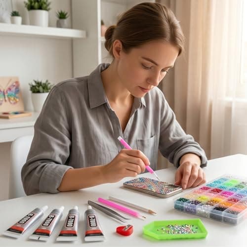 Gikboup 40000 Pcs 40 Colors Bedazzling Kit with Rhinestones,3mm Jelly AB Resin Flatback Gems with 4 B-7000 Glue, 40-Grid Storage Box, Tweezers, Trays and Tools for Crafts, Cups, Phone Cases thumbnail 6