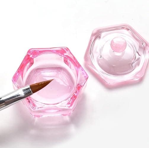 2 Pcs Glass Nail Art Cups Nail Dipping Jars Nail Dappen Dishes Bowls Nail Powder Holders Nail Liquid Containers with Lid Hexagon Nail Polish Nail Art and Polish Nail Salon Supplies thumbnail 6