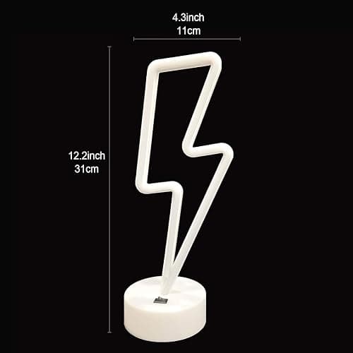VIFULIN Lightning Bolt Neon Signs Red Lightning Neon Sign Light for Bedroom, USB/Battery Operated Thunder Lamp Neon Sign, Stand Lightning Shape LED Sign Decor for Shelf Desk Table Game Room Man Cave thumbnail 2