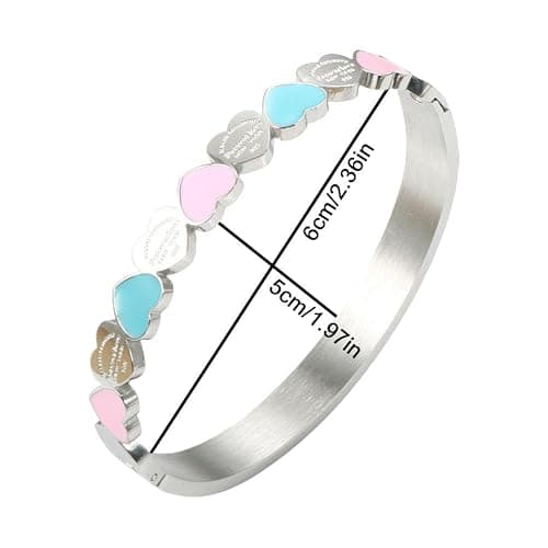 ⭐️HFLWYWD Cute Love Heart Gold Plating Staiess Steel Lucky Cuff Bangles,Heart Bracelets For Women Grils,Ttanh Wedding Party Charm Bangles Jewelry Gift thumbnail 4