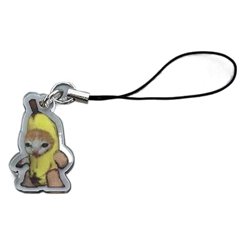 LIANXUE Cute Banana Cat Keychain for Students Funny Pendant Lanyard Decorations Cat Charm Phone Chain Anti-Lost Strap Decors thumbnail 4