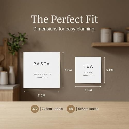 Livabl 420 UK Designed Pantry Labels for Jars - Stylish Minimalist Food White Labels Stickers for Jars | Kitchen Organisation - Durable Design for Long-Lasting Use | Includes Tea Coffee Sugar thumbnail 3
