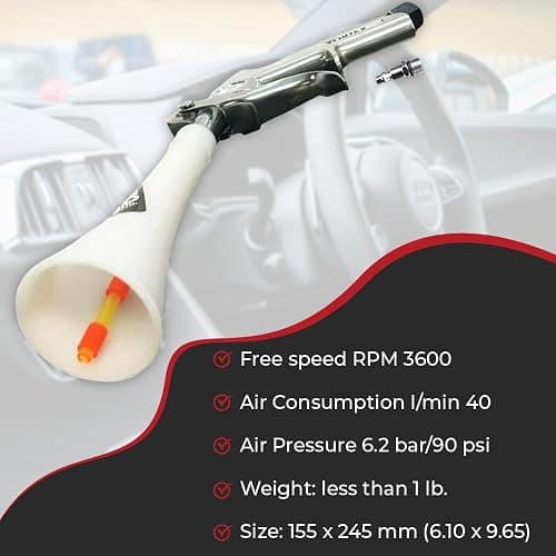 HI-TECH Vortex II Air Cleaning Gun – Pro Auto Detailing Tool for Deep Cleaning Interiors & Exteriors – Uses Air Compressor – Blasts Dust, Dirt & Grime Fast thumbnail 4