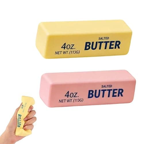 2 PCS Slow Rising Butter Squishy ,Stress Balls，Stress Relief & Fidget Toy,Sensory Fidget for Anxiety Relief and Focus,（Yellow+Pink） - Image 1