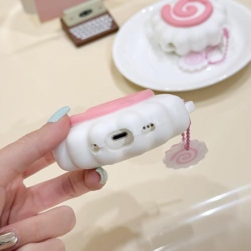 YAKVOOK for AirPods 1/2 Case,Cute 3D Cartoon Fish Cake AirPods 1st 2nd Generation Cover Kawaii Soft Silicone Protective Cover with Keychain Shockproof Charging Case Girls Women thumbnail 3