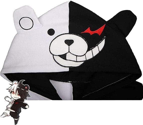 Unpifolov Black White Bear Hoodies Sweatshirts Anime Cosplay Zipper Jacket Unisex Long Sleeve Coat Uniform thumbnail 3