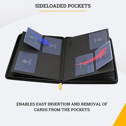 Card Guardian - Toploader binder 4 Pocket top loader binder with Zipper for 160 Cards - Side Loaded Pockets - Compatible with Sports and Trading Cards TCG (Black) thumbnail 7