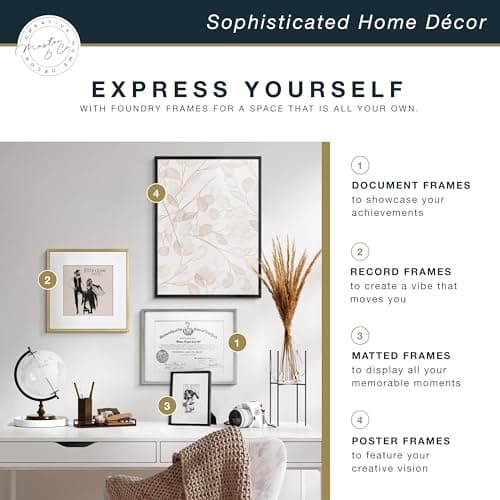 MCS Master & Co. Foundry Metal 18x18 Matted Picture Frame with 8x8 Photo Display, Black Vertical & Horizontal Wall Hanging Frame for Photos & Artwork (2-Pack) thumbnail 6