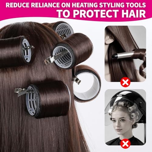 Teenitor 18pcs Hair Rollers Set, 9 Hair Rollers for Women and 9 Hair Clips 3 Sizes Self Grip Hair Rollers (40mm, 50mm, 60mm), Rollers Hair Curlers for Short Medium Long Hair thumbnail 4