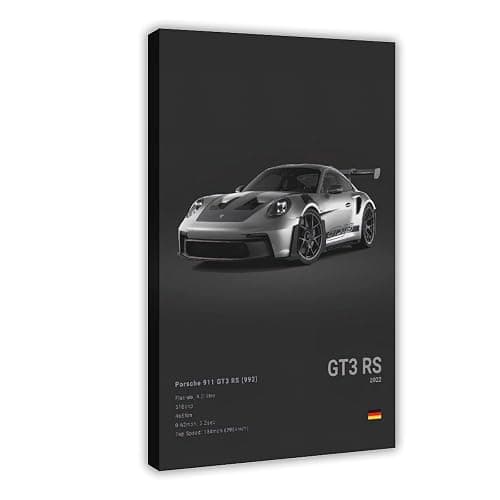 Morden Super Car 911 GT3 RS Poster for Men Cave Boys Room Canvas Racing Wall Art Perfect for Home Decor Office Dorm Decoration Birthday Party Gifts Frame-style 08x12inch(20x30cm) - Image 1