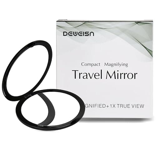 deweisn Magnifying Compact Cosmetic Mirror Elegant Pocket Handheld Makeup Mirror with Powerful 10x Magnification and 1x True View Mirror for Travel or Your Purse - Black thumbnail 7